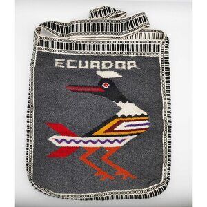 Vintage Hand Woven Wool Birds Ecuador Purse Shoulder Bag Cross Body Hippie Boho